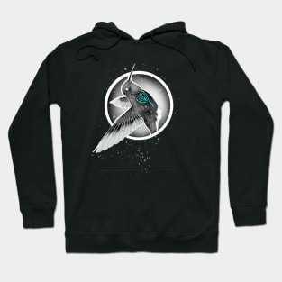 Flying humming bird with blue heart Hoodie